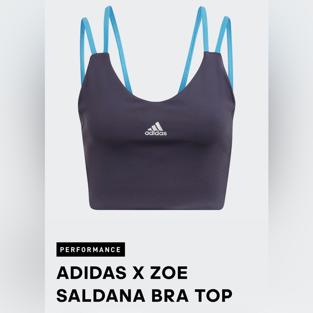 Adidas Dark Blue Bra Top with Light Blue Straps - Picture 2 of 7